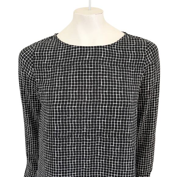 THE LIMITED Crosshatch Print Layered Tunic Blouse in Black White SZ S - Picture 3 of 11